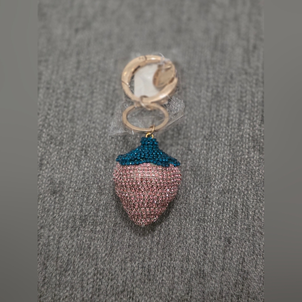 Sparkling Strawberry Keychain Purse Charm with Carabiner